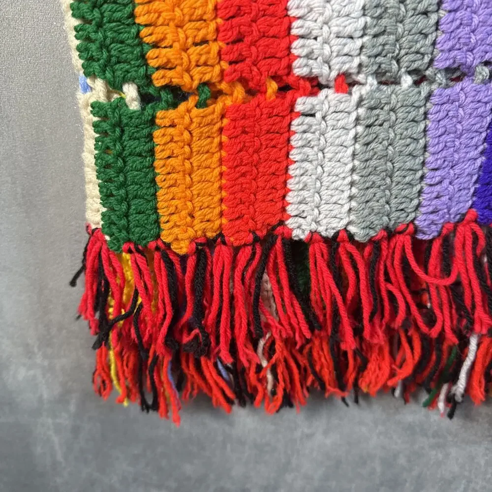 Multicolor Crochet Afghan Blanket‎ Throw Granny Cottagecore 50 W X 78 L
